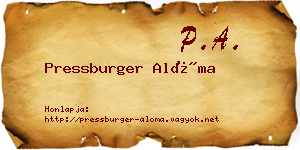 Pressburger Alóma névjegykártya